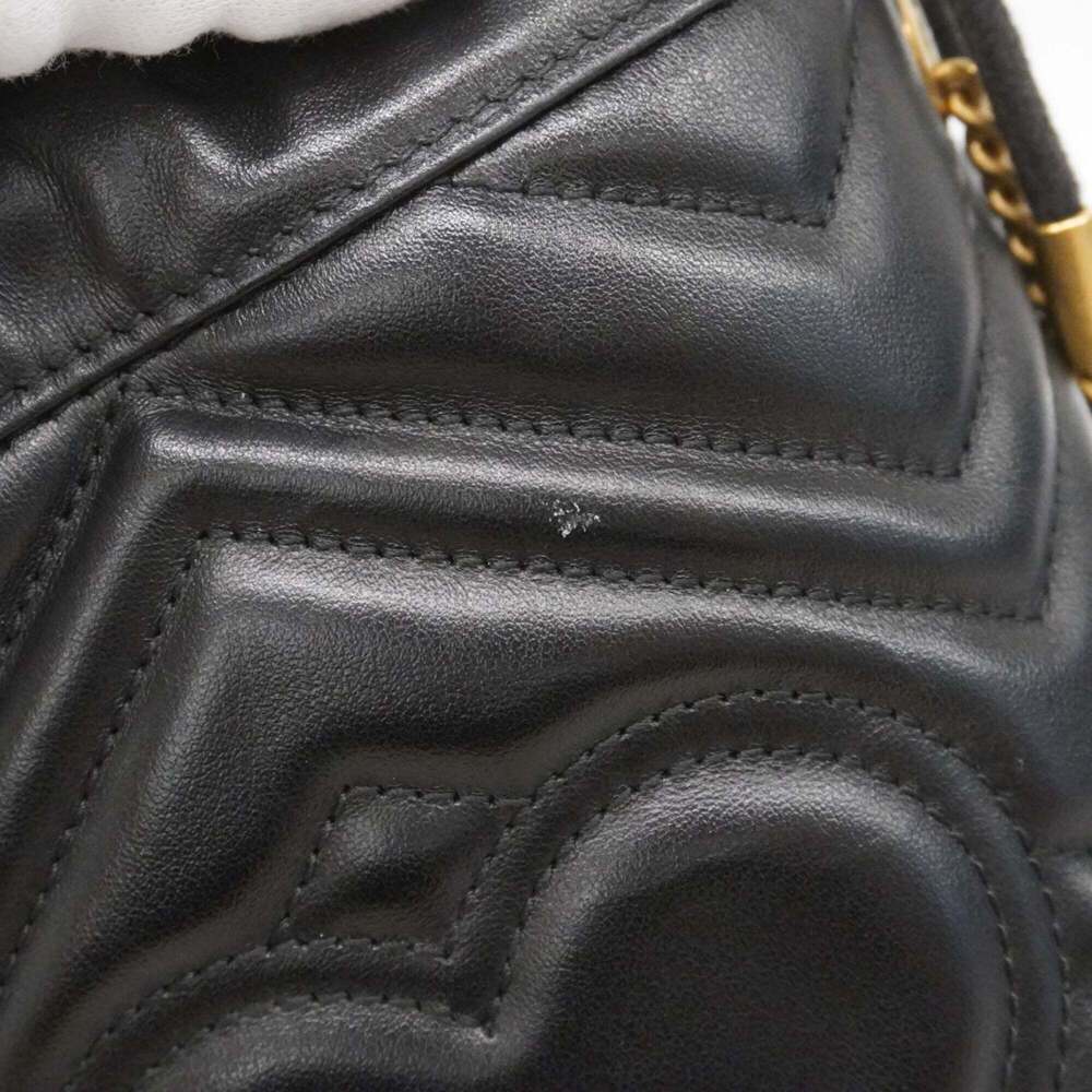 GUCCI Black Leather GG Marmont Shoulder Bag - Picture 7 of 8